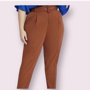 Eloquii High waisted full zip with brown belt
